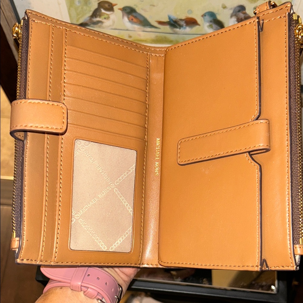 Michael Kors Dark Brown Wristlet with Gold Accents - Picture 7 of 15